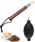 Espresso Brush Kit – Coffee Grinder Brush With Ebony Wood Boar Bristles & Lanyard, Black Rubber Air Blower Nozzle, Compatible With Espresso Machines, Coffee Grinders