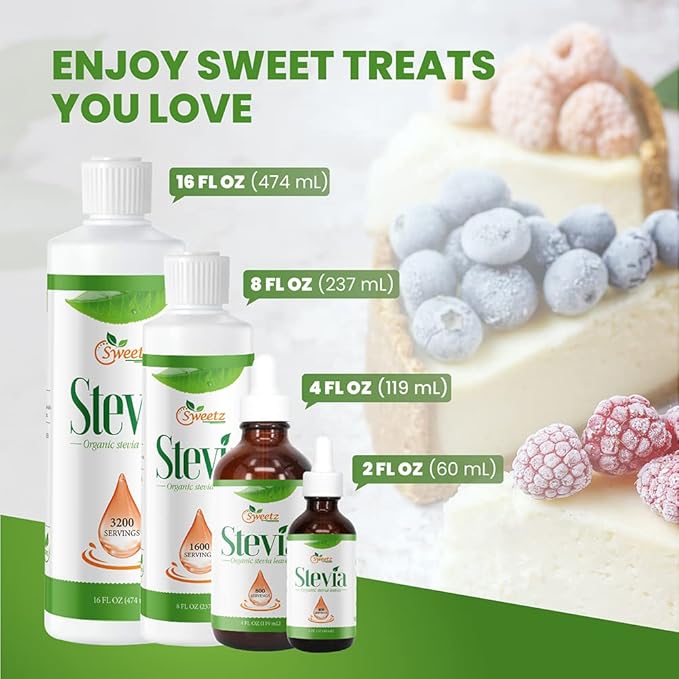 Liquid Stevia –Stevia Sweet Drops – Made from Reb-D Rich Organic Extract – Concentrated Liquid Sweetener for Drinks, Food, and Pastries, No Calories, and No Carbs – 16 FL OZ (3200 Servings)