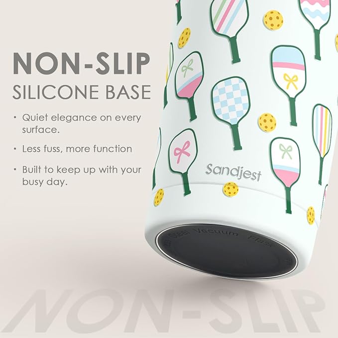 SANDJEST Pickleball Tumbler 20oz, Stainless Steel Travel Cup with Lid, Insulated Coffee Mug, Pickleballs Gifts for Women Girls Friends Sisters Players on Birthday Christmas