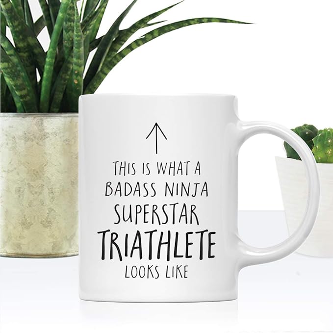 Andaz Press Funny 11oz. Ceramic Coffee Tea Mug Gift, This is What a Badass Ninja Superstar Triathlete Looks Like, 1-Pack, Birthday Christmas Gift Ideas Coworker