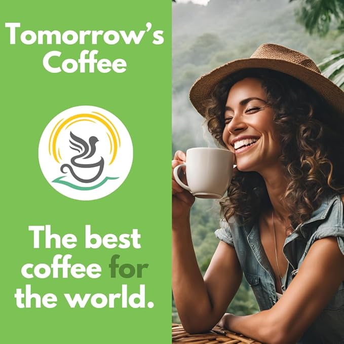Tomorrow's Coffee Organic, Fair Trade, Shade Grown Whole Bean bird friendly coffee | Dark French Roast with chocolate flavor | Sustains Amazon Rainforest | 1 lb. omnidegradable bags (Ground)