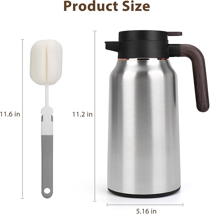Coffee Carafes for Keeping Hot,70 oz Stainless Steel Thermal Coffee Carafe,Insulated Thermos Pitcher for Beverage Water Drink Tea Dispenser