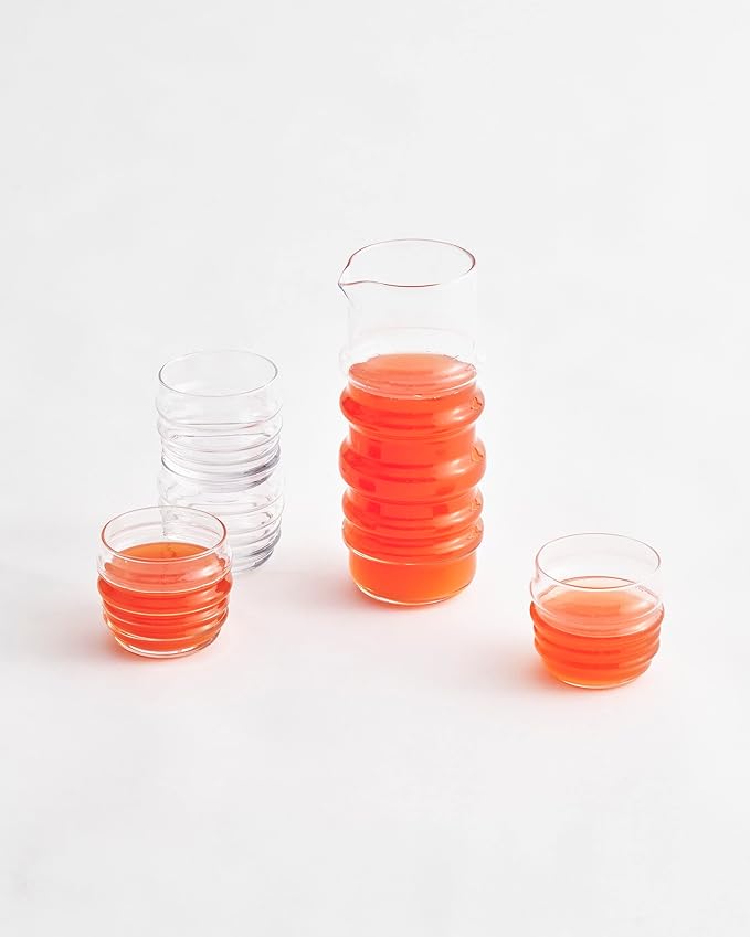 MARIMEKKO Sukat Makkaralla Glass Pitcher — Refine Your Kitchen Décor with Our Iconic Clear Glassware — Stylish & Mouth-Blown Pitcher with Spout (1 Liter)