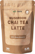 Chai Tea Latte with Mushrooms - 30 Servings, 30% Beta-Glucans - Lion's Mane, Reishi Spore, Turkey Tail Fruiting Body Extract for Relax & Energy Support, 6.35 oz