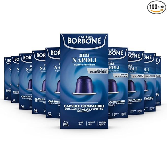 Caffè Borbone Mia Napoli Aluminum Capsules Compatible with Nespresso Original Machines, Medium Roast, 100 Count
