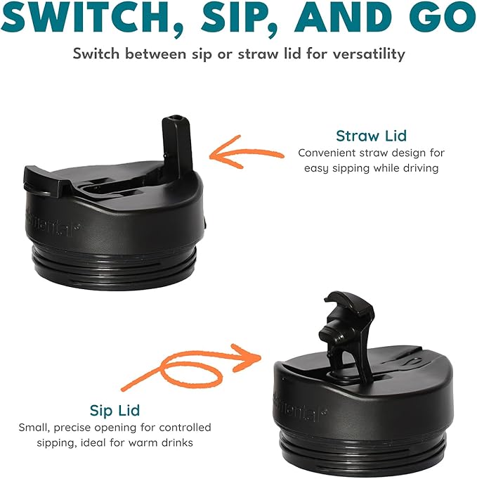 Elemental 32 oz 100% Leak Proof Tumbler with Handle & Straw - Stainless Steel Double Wall Insulated Tumbler for Hot and Cold Beverages - Travel Coffee Mug with Sip & Straw Lid - Graphite