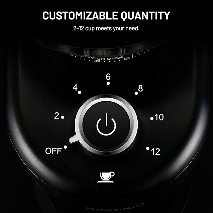 Conical Burr Coffee Grinder Electric Espresso Coffee Grinder with 35 Ajustable Precise Grind Settings for 2-12 Cup 8.8 Ounce Coffee Bean Storage