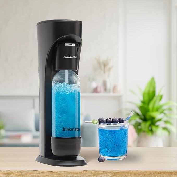 Drinkmate OmniFizz Sparkling Water and Soda Maker, Carbonates Any Drink, Special Bundle - Includes 60L CO2 Cylinder, Two Carbonation Bottles, and Fizz Infuser (Matte Black)