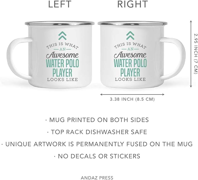 Andaz Press 11oz. Stainless Steel Campfire Coffee Mug Gift, This is What an Awesome Water Polo Player Looks Like, 1-Pack, Birthday Gift Ideas Coworker Him Her, Includes Gift Box