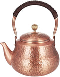 Handmade Copper Tea Kettle for Stove Top, Hammered Solid Pure Copper Teapot Made for Gasstove, 1200ml (Type-B)