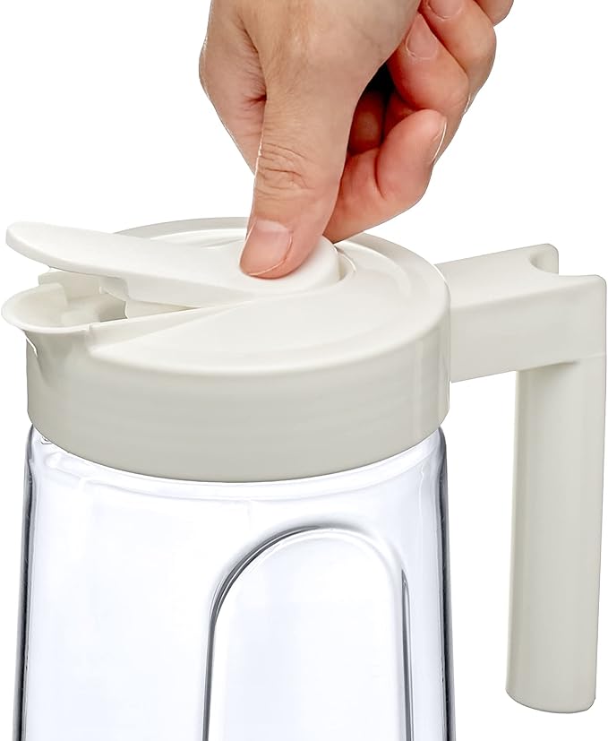 Amazing Abby - Slim - 2-Pack Tritan Pitcher (64 oz), Unbreakable Plastic Water Pitcher with Lid, BPA-Free, Heat-Resistant, Dishwasher-Safe, Great for Both Iced and Hot Drinks, White