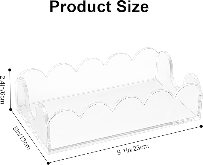 Clear Acrylic Napkin Holder for Table, Elegant Non-Slip Guest Towel Tray for Bathroom, Waterproof Vertical Tissue Dispenser for Kitchen, Dining, Bar, Office or Restaurant Square with rounded corners