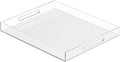 Acrylic Tray 20x16 with Cut Handles - Spill Proof Decorative Tray is an Ideal Countertop Organizer for Living Rooms, Ottoman Coffee Tables, Offices, Kitchens & Serving Guests