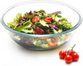 NUTRIUPS 5QT Big Tempered Glass Salad Bowl, 13 inch Clear Glass Bowls for Mixing, Prepping, Storage, Large Shallow Flat Bottom Bowl for Sourdough