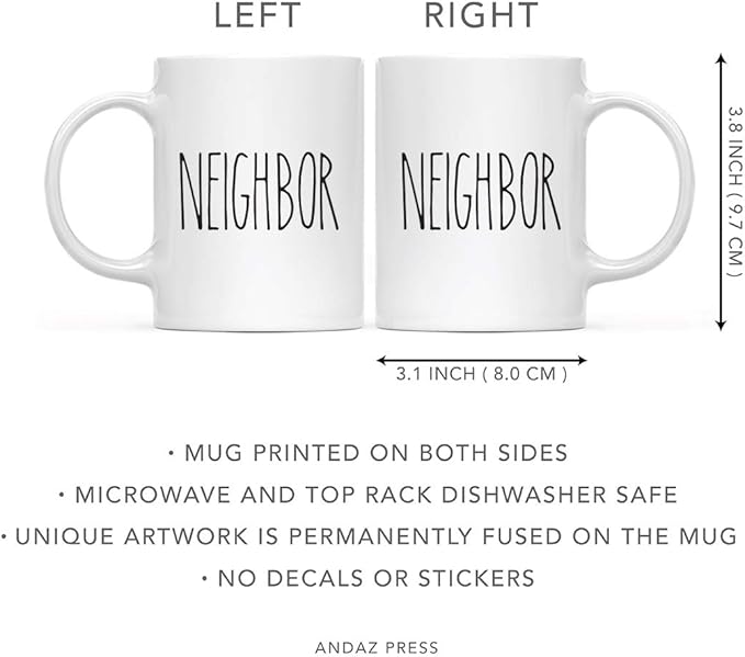 Andaz Press Simple Rustic Farmhouse Kitchen Decor 11oz. Ceramic Coffee Tea Mug Gift, Neighbor, 1-Pack, Birthday Christmas Gift Ideas for Family, Friends