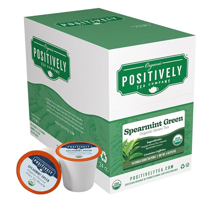 Organic Positively Tea Company, Spearmint Green Tea, K-Cup Compatible, 24 Pods