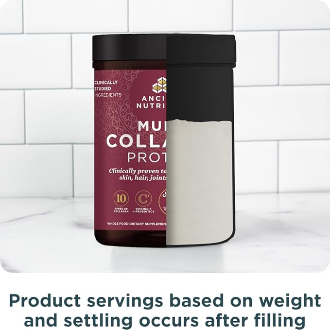 Ancient Nutrition Collagen Peptides Powder, Multi Collagen Protein, Women & Men, Vitamin C, Probiotics, Hydrolyzed Collagen, Supports Skin, Joints, Gut Health, Unflavored, 60 Servings