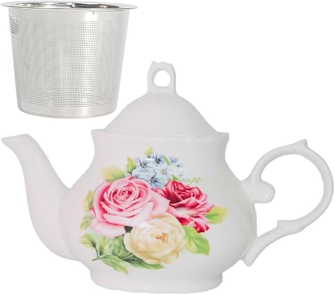 Classic Vintage British Royal Style Ceramic Teapot, 30OZ Large Teapot Perfect for Everyday Gatherings (green, Large)