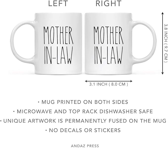 Andaz Press Simple Rustic Farmhouse Kitchen Decor 11oz. Ceramic Coffee Tea Mug Gift, Mother-in-Law, 1-Pack, Birthday Christmas Gift Ideas for Family, Friends