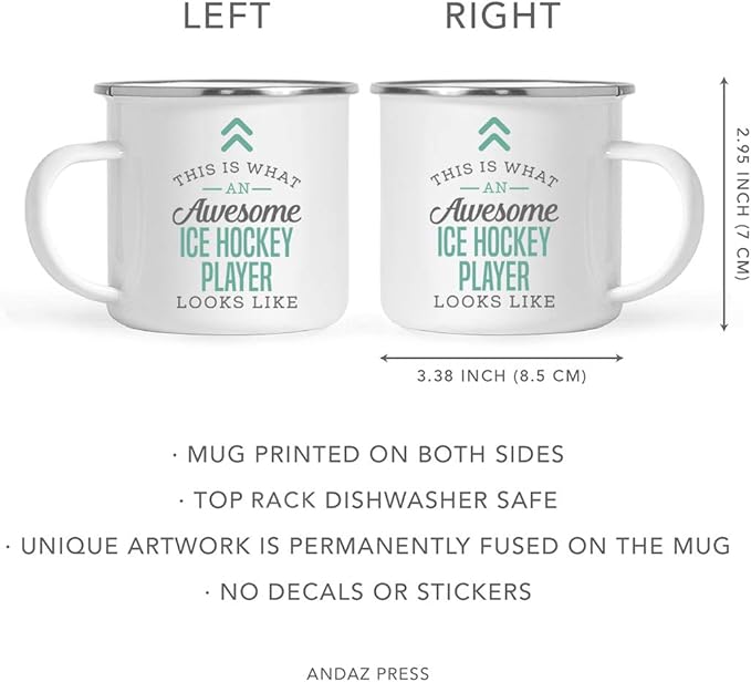 Andaz Press 11oz. Stainless Steel Campfire Coffee Mug Gift, This is What an Awesome Ice Hockey Player Looks Like, 1-Pack, Birthday Gift Ideas Coworker Him Her, Includes Gift Box
