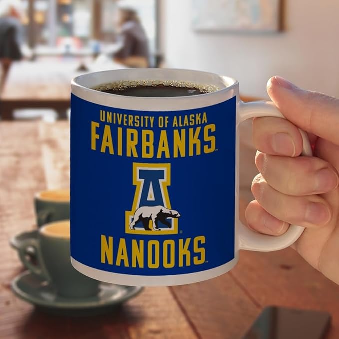 University of Alaska, Fairbanks Nanooks Logo Ceramic Coffee Mug, Novelty Gift Mugs for Coffee, Tea and Hot Drinks, 11oz, White