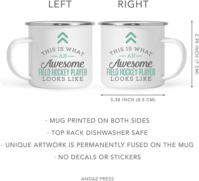 Andaz Press 11oz. Stainless Steel Campfire Coffee Mug, This is What an Awesome Field Hockey Player Looks Like, 1-Pack, Birthday Gift Ideas for Coworker Him Her, Includes Gift Box