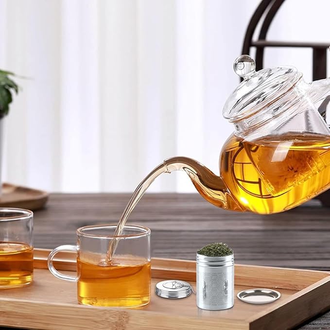 Tea Infuser Tea Strainer for Loose Tea, Stainless Steel Tea Ball with Chain Hook and Drip Tray, Extra Fine Mesh Tea Filter for Brew Tea, Spices & Seasonings (1Pack，1.96in）