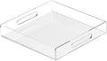 Acrylic Tray 12x12 with Cut Handles - Spill Proof Decorative Tray is an Ideal Countertop Organizer for Living Rooms, Ottoman Coffee Tables, Offices, Kitchens & Serving Guests
