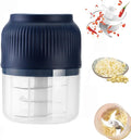 Electric Garlic Chopper,Mini Portable Veggie Choppers, 250ml Portable Electric Mini Food Chopper with 4 Sharp Blade, Cordless Food Processor for Ginger (Blue)