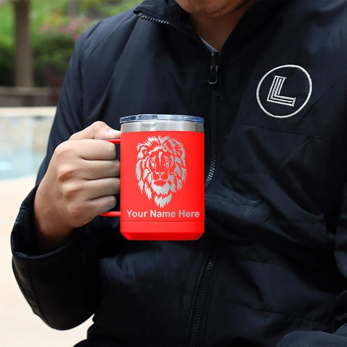 LaserGram 15oz Vacuum Insulated Coffee Mug, Sushi, Personalized Engraving Included (Red)