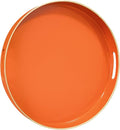MAONAME 13" Round Tray, Orange Serving Tray with Handles, Modern Decorative Trays for Coffee Table, Plastic Ottoman Trays for Ottoman, Bathroom, Halloween Decor