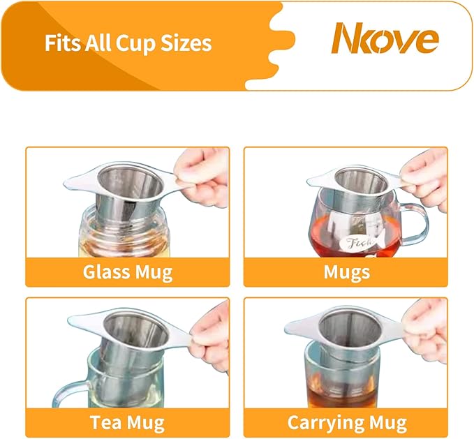 Universal Tea Infuser with Lid Stainless Steel Filter Fits Mugs Cups Teapots Food Grade