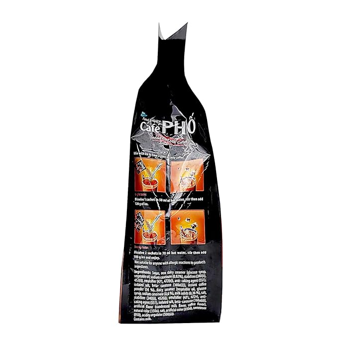 Cafe Pho Vietnamese 3in1 Instant Coffee Mix, Iced Milk Coffee, Cafe Sua Da, Single Serve Coffee Packets, Bag of 18 Sachets, Pack of 1-15 Months Shelf Life