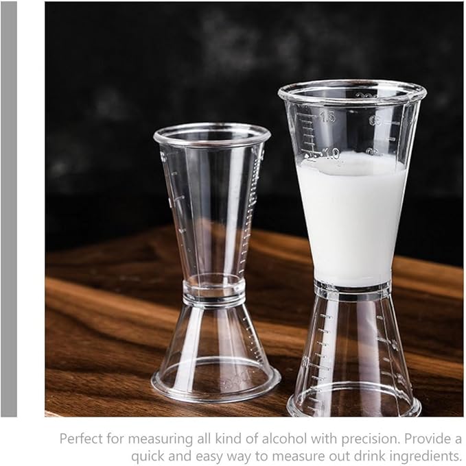 6Pcs Plastic Jigger for Bartending, Double-ended Measuring Cocktail Jigger with Measurements for Bar Use Accurate Liquid and Solid Ingredient Measurement with Easy Pour Spout