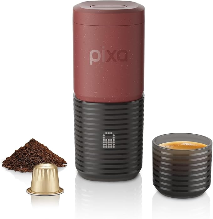 WACACO Coffee Machine Electric & Portable, With 4 Coffee Types & Fast Heat-Up, 9000mAh Battery Up to 5 Cups, 20 Bar Portable Espresso Maker For Ground Coffee & NS Capsule (Tuscan Red)