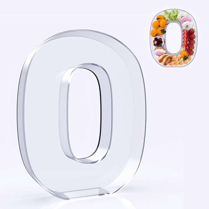 11" Acrylic Number Charcuterie Board Box, Reusable Fillable Number Cake Candy Dish Display Serving Tray for Birthday Anniversary Party Decoration (0)
