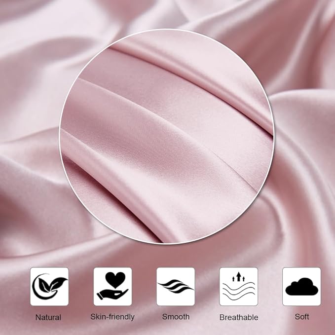 Ravmix Silk Pillow Cases with Zipper, 21momme Mulberry Silk Pillowcase for Hair Skin Health, Soft Smooth Breathable Cool Pillow Cover for Beauty Sleep with Gift Box 1PC(Standard 20"x26", Soft Pink)