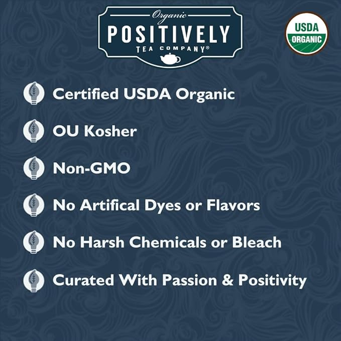 Organic Positively Tea Company, Organic Black Tea Bags, 100 Count, Eco-Friendly Tea Bags, Non-GMO