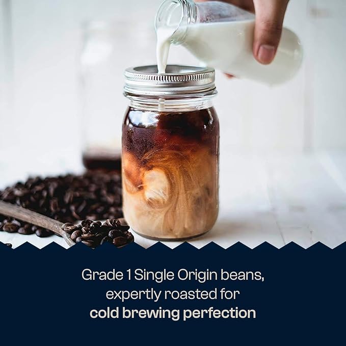 Colombian Dark Roast, Single Origin, Gourmet Organic Cold Brew Coffee Beans, Smooth Taste of Cocoa with Light Fruited Flavors, Whole Bean, 1 lb Coffee Bag