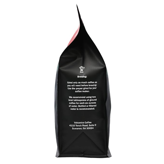 Volcanica Coffee Hazelnut Decaf Flavored Coffee, Ground, Fresh Roasted, 16-ounce