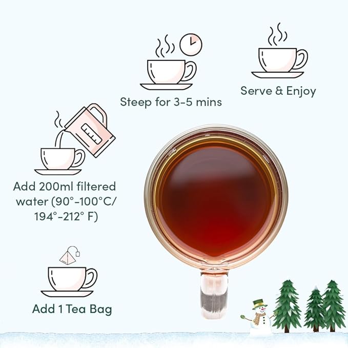 VAHDAM, Assorted Christmas Tea Gift Set | Limited Edition Unique Hoilday Gift Box - 24 Flavors, 120 Individually Wrapped Pyramid Tea Bags | Christmas Presents for Women, Men & Adults