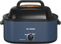 24 Quart Electric Roaster Oven with Visible & Self-Basting Lid, Large Turkey Roaster Oven with Defrost & Warm Function, Adjustable Temperature, Removable Pan & Rack, Stainless Steel, Blue