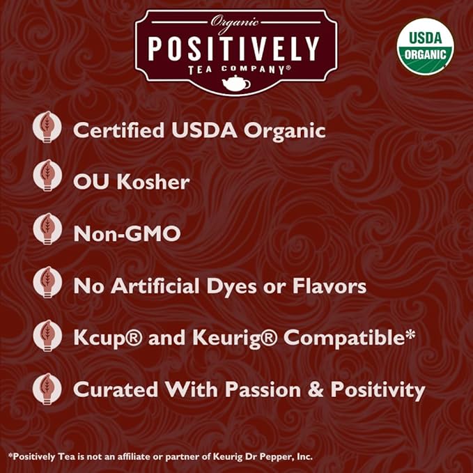 Organic Positively Tea Company, Blueberry Bliss Rooibos Tea, K-Cup Compatible, 24 Pods