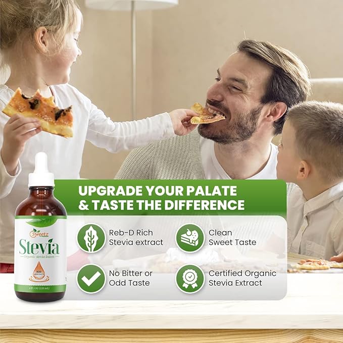 Liquid Stevia Drops – Made from Reb-D Rich Organic Stevia Extract – Concentrated Liquid Sweetener for Drinks, Food, and Pastries, No Calories, and No Carbs – 8 FL OZ (1600 Servings)