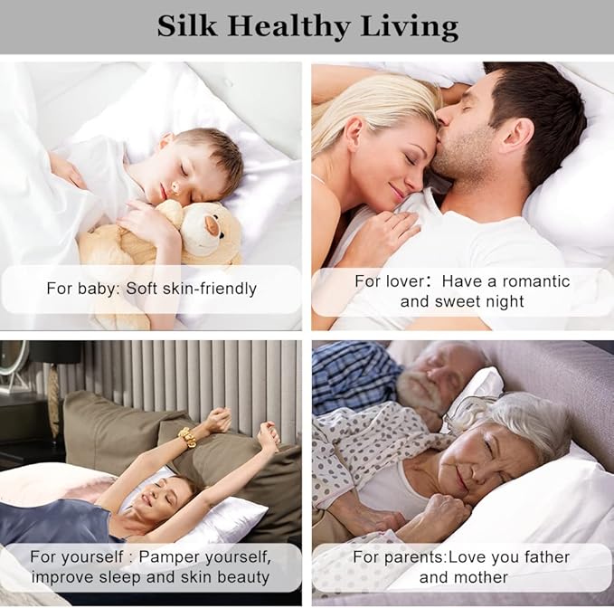 Ravmix Silk Pillow Cases with Zipper, 21momme Mulberry Silk Pillowcase for Hair Skin Health, Soft Smooth Breathable Cool Pillow Cover for Beauty Sleep with Gift Box 1PC(Queen 20"x30", Pure White)
