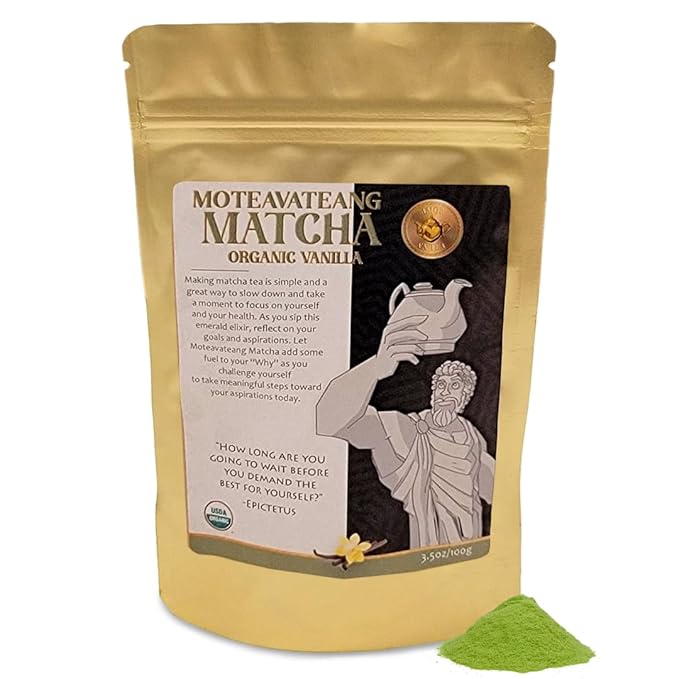 Premium Organic Vanilla Matcha Tea - (100g/3.5oz Pouch) Authentic Vanilla Matcha, Harvested in Japan - Moteavateang Matcha from Amor Fa Tea