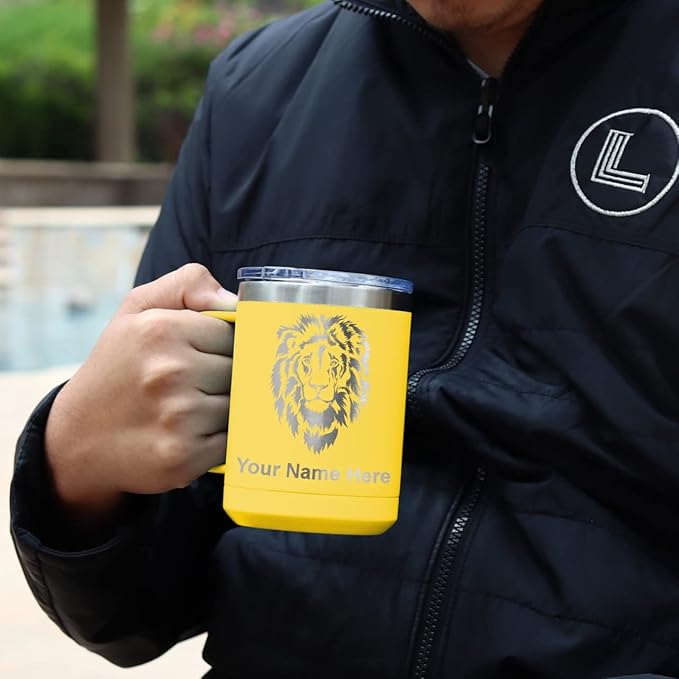 LaserGram 15oz Vacuum Insulated Coffee Mug, Sushi, Personalized Engraving Included (Yellow)