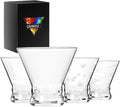 Etched Martini Glasses Set of 4 - Crystal Cocktail Glasses, Stemless Martini Glass for Bar, Martini, Cosmopolitan, Manhattan, Gimlet, Pisco Sour Brandy, Margarita Glasses, Dessert Cups, 8oz