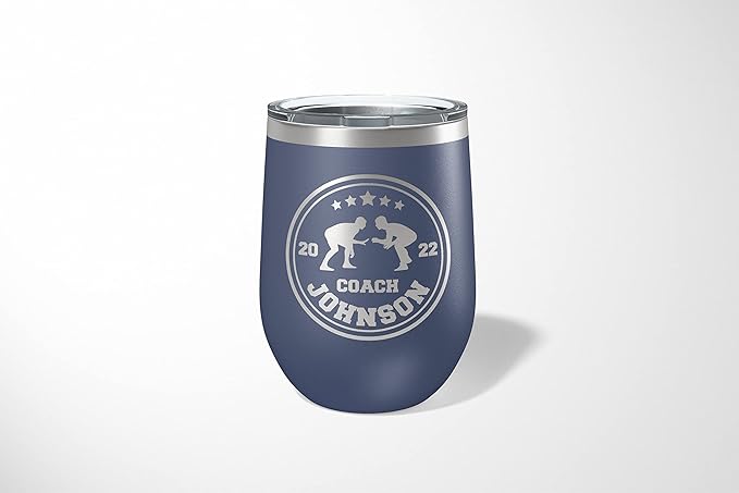 Wrestling Coach gifts, Tumbler, Coach tumbler, Wrestling gifts, Coach Beer glass, Coach gift, Wrestling Coach, Coach gifts, Wrestling Coach (Wrestling Circle, Navy, 12oz Wine Tumbler)