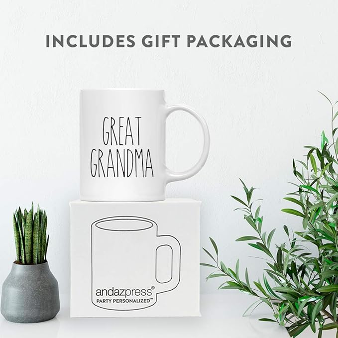 Andaz Press Simple Rustic Farmhouse Kitchen Decor 11oz. Ceramic Coffee Tea Mug Gift, Great Grandma, 1-Pack
